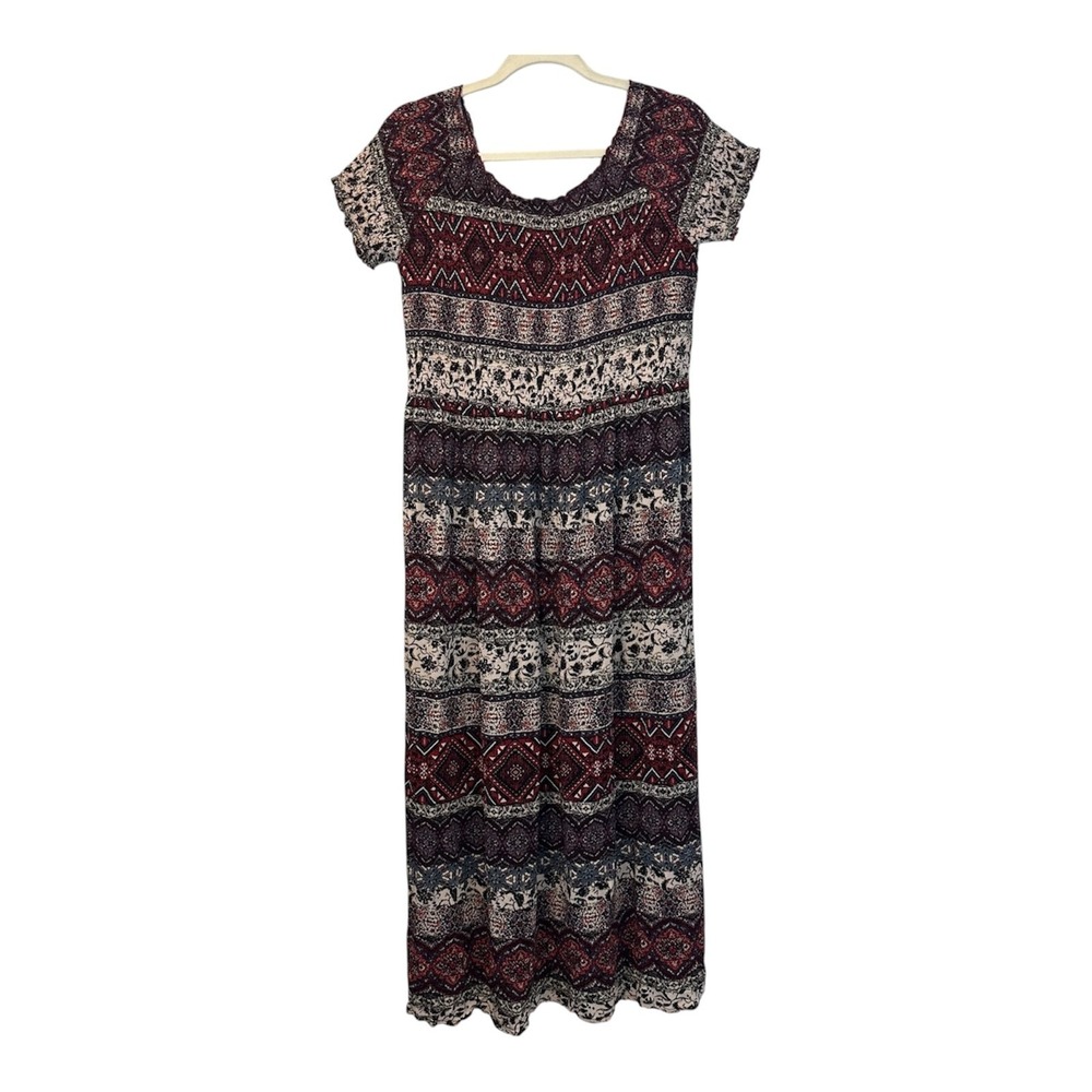 Soft‎ Surroundings Sz-XL Women's Maxi Dress Smocked Marcelo Boho Peasant Whimsey